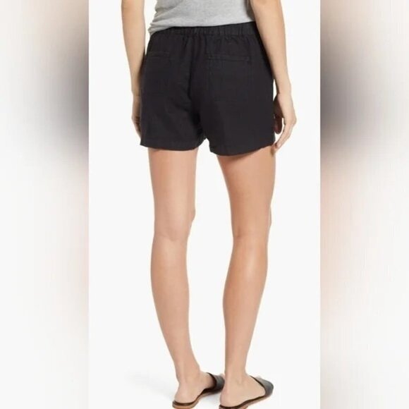Caslon Nordstrom Brand Women's Black Linen Pull on Shorts Drawstring NWT - Picture 2 of 7
